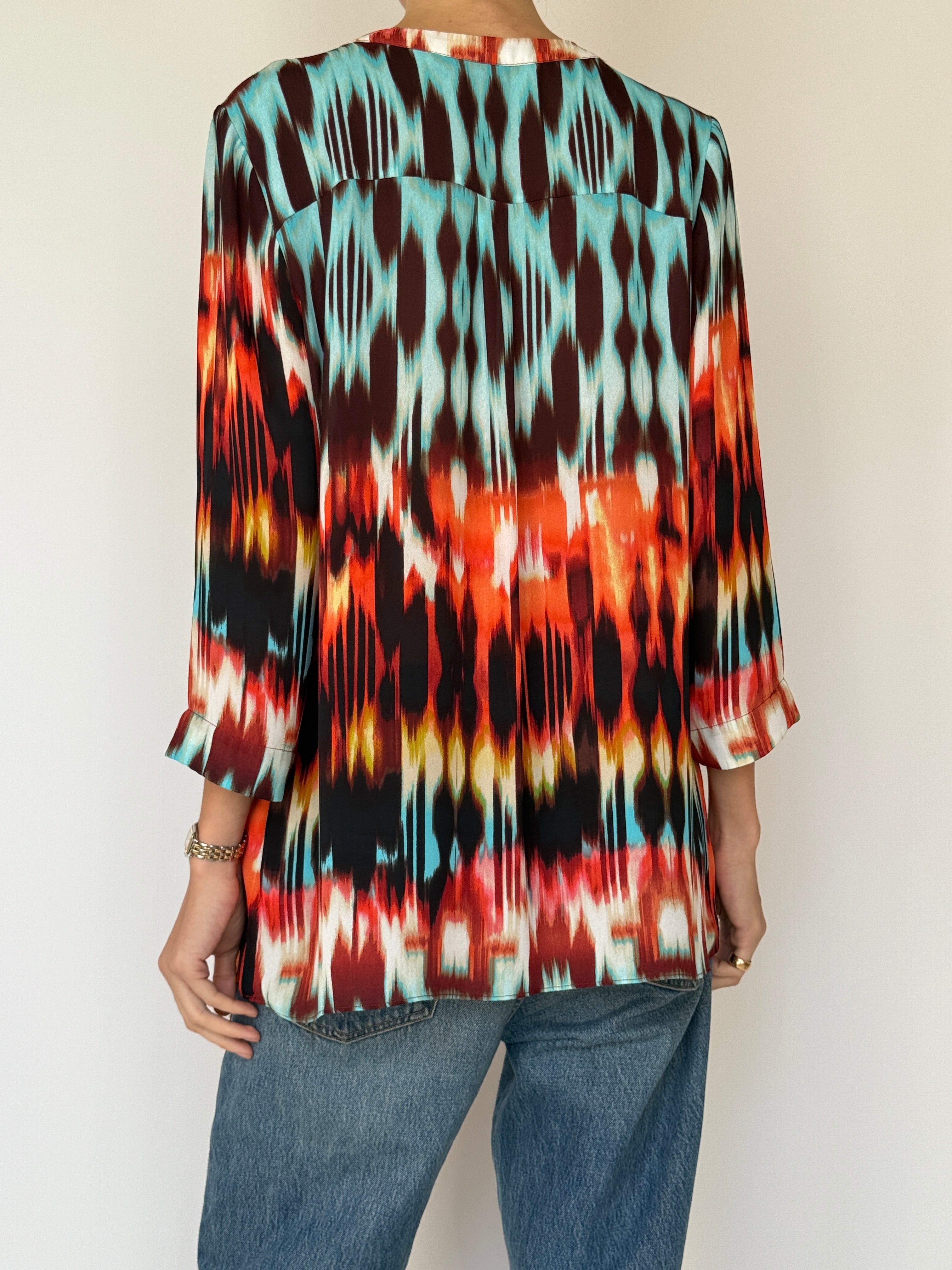 Vintage Abstract Print Blouse