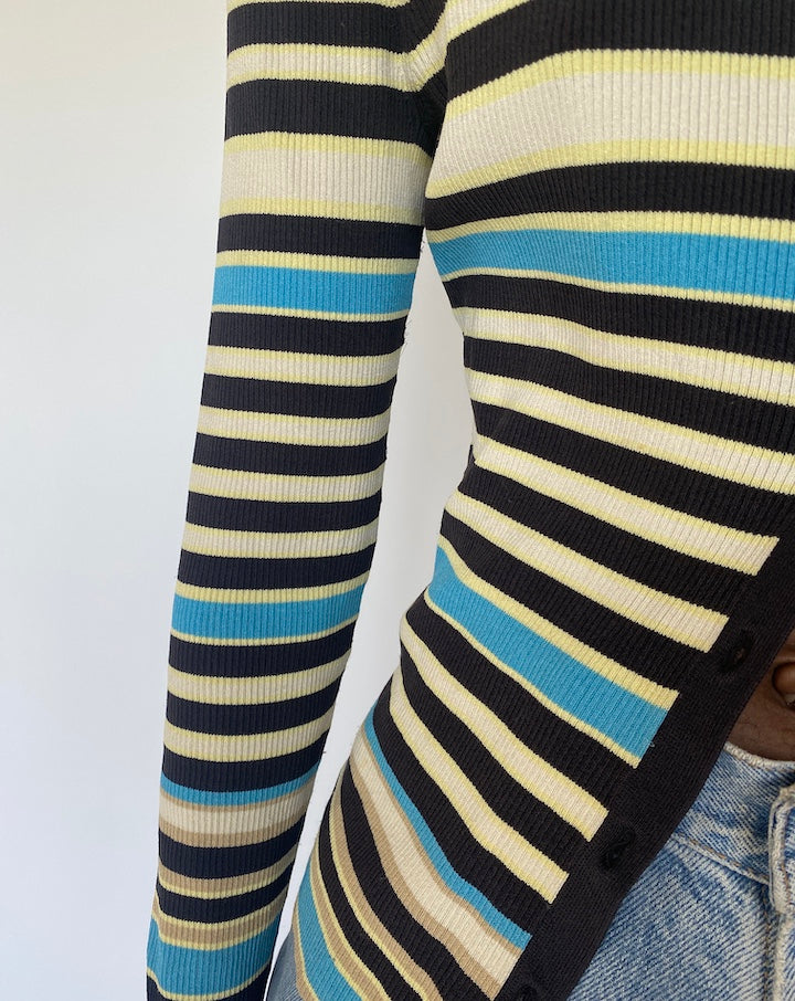 VINTAGE RIBBED STRIPED CARDIGAN 3562