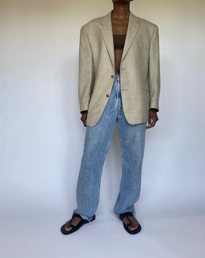 VINTAGE OVERSIZED BEIGE CALVIN KLEIN BLAZER 3564