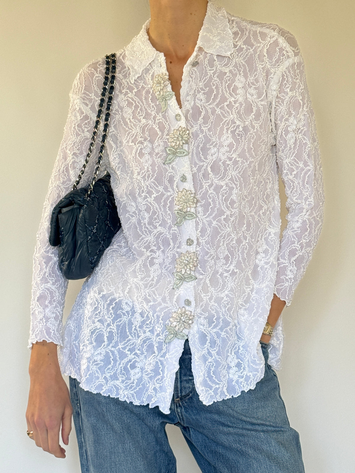 Vintage lace blouse front view