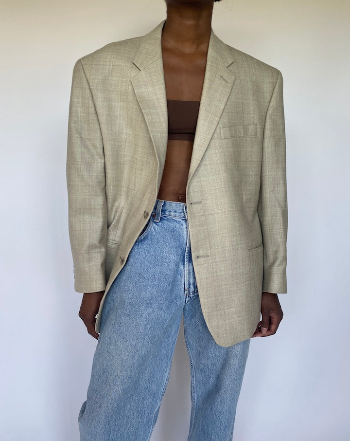 VINTAGE OVERSIZED BEIGE CALVIN KLEIN BLAZER 3564