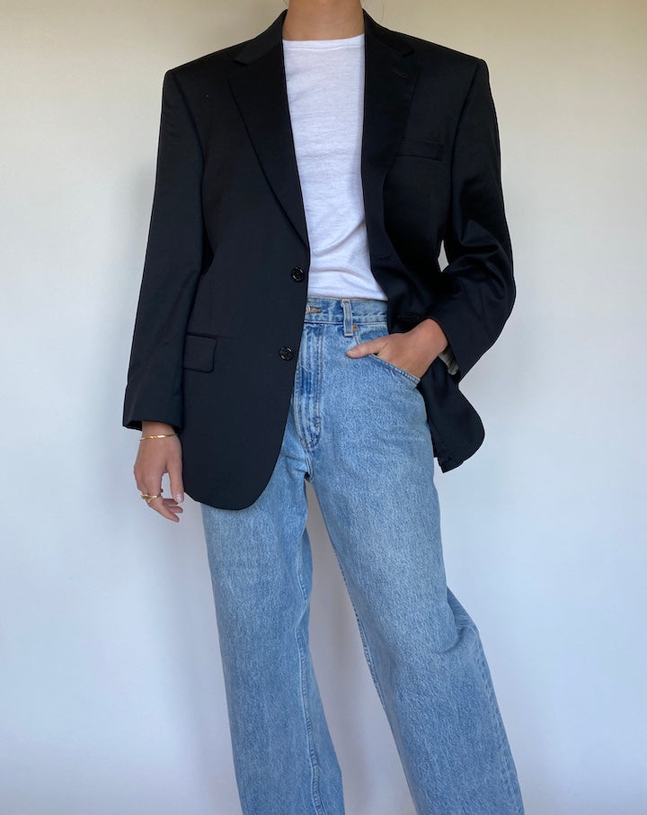 VINTAGE BLACK WOOL BLAZER 3097