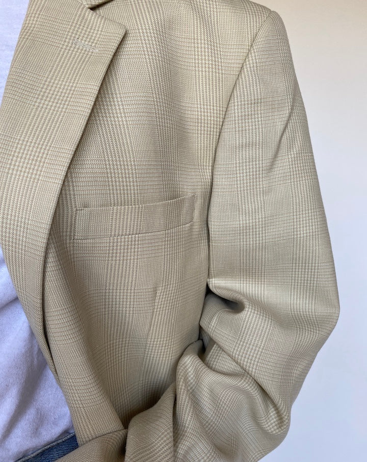 VINTAGE CHECKED BEIGE BLAZER 3098