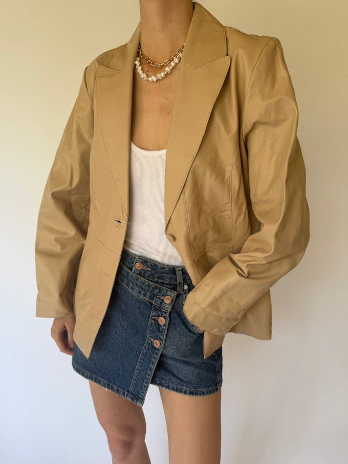 Vintage Leather jacket beige 6154