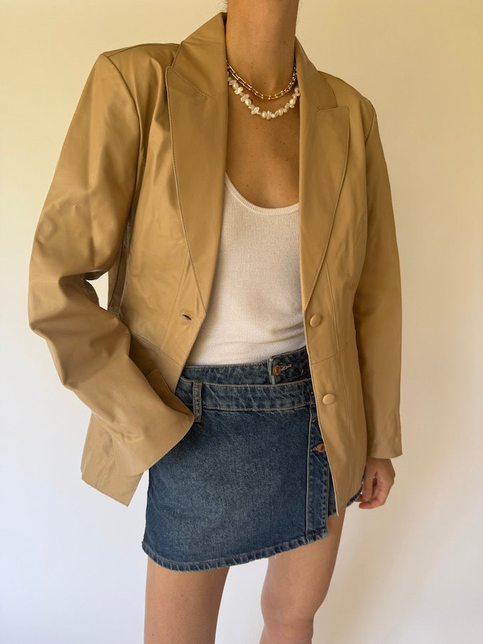 Vintage Leather jacket beige 6154