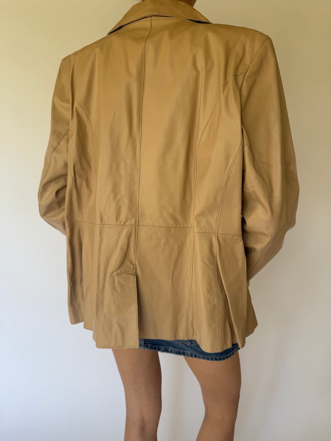 Vintage Leather jacket beige 6154