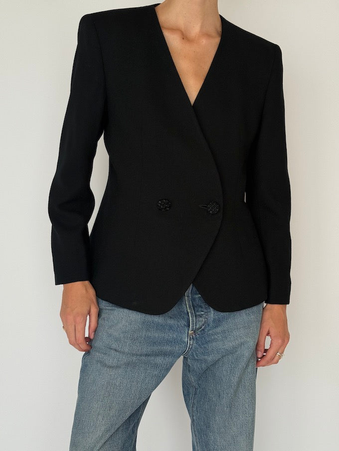 Vintage Structured Blazer Black 6514