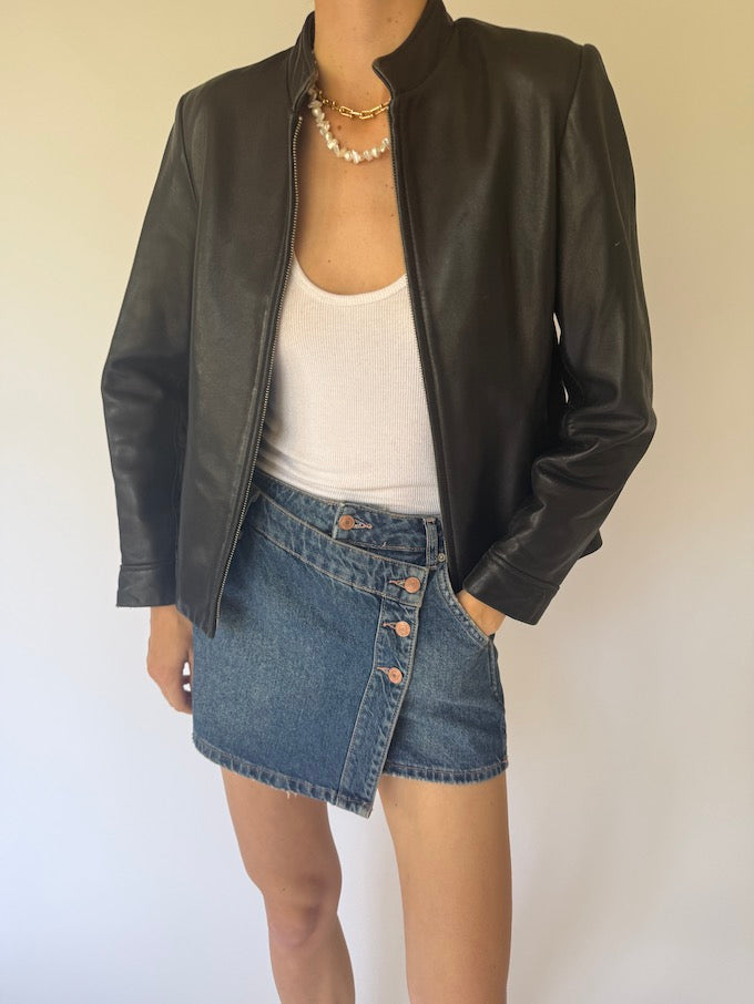Vintage leather jacket black 6155