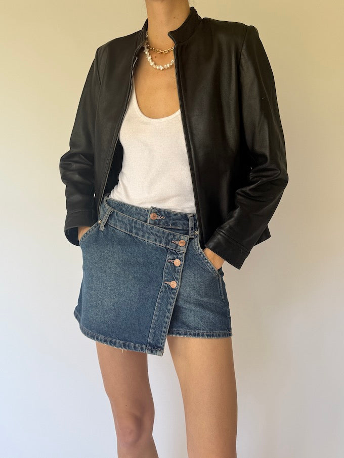 Vintage leather jacket black 6155