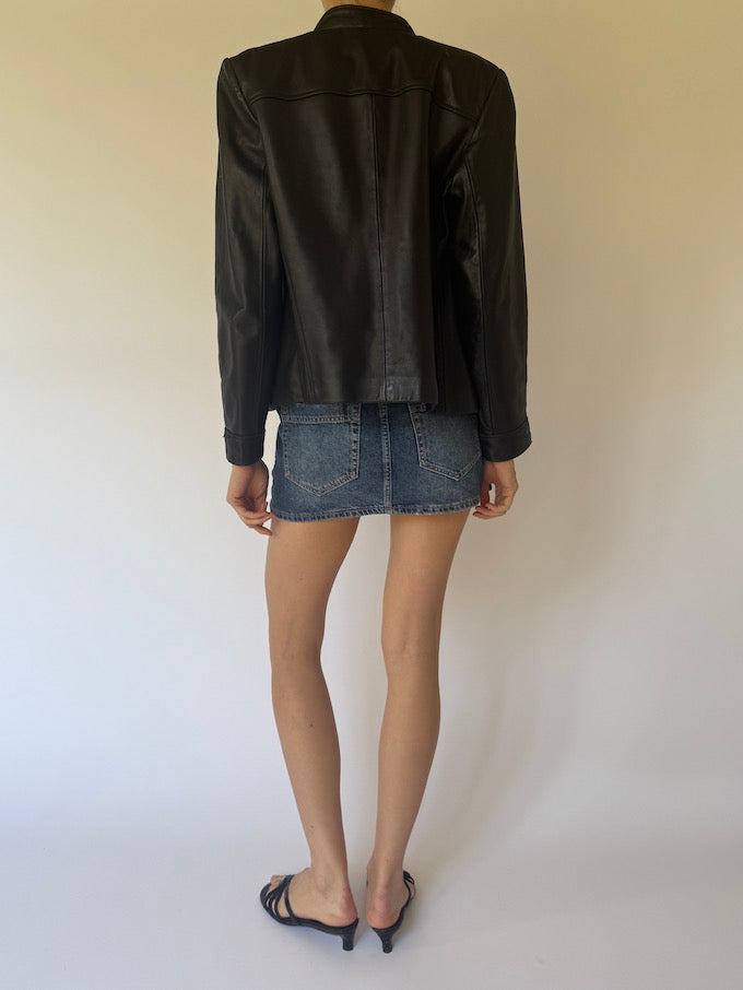 Vintage leather jacket black 6155