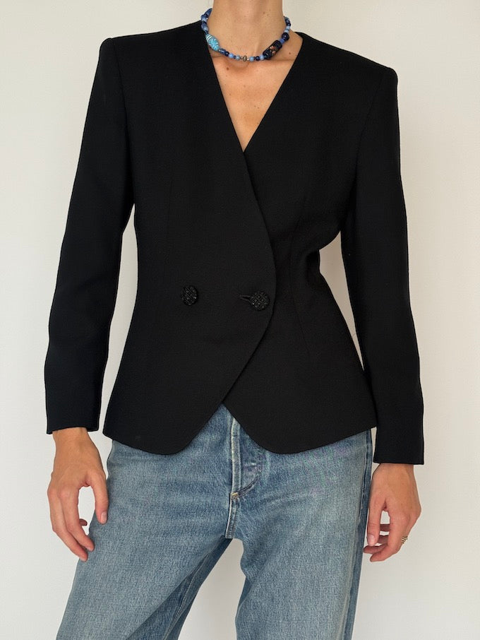 Vintage Structured Blazer Black 6514