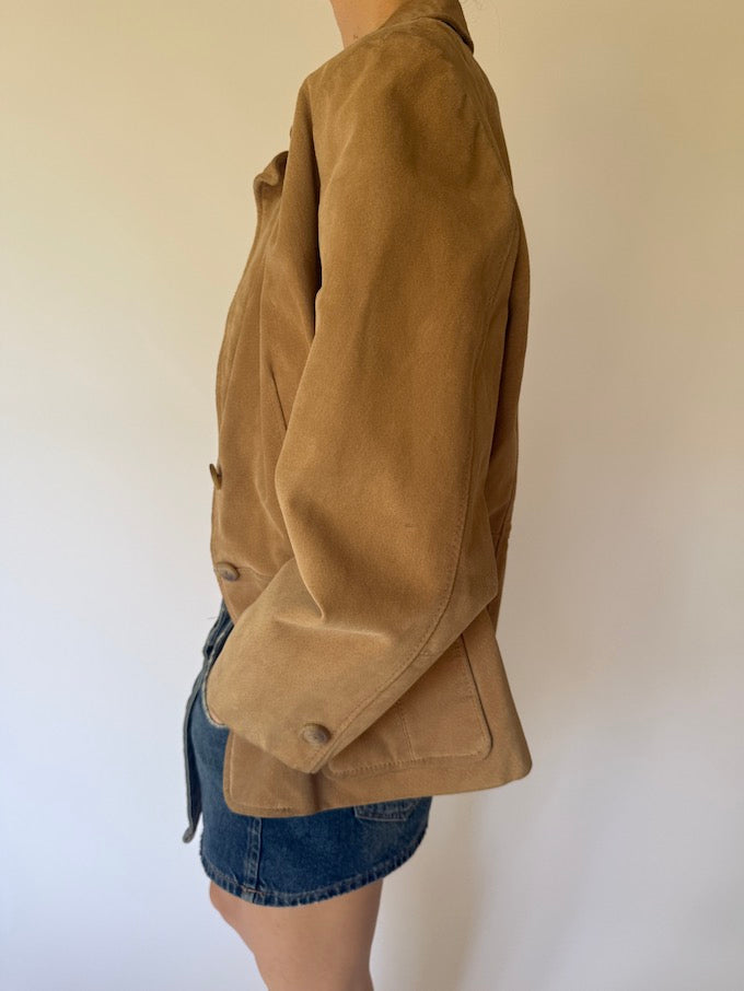 Vintage suede leather jacket honey brown 6162