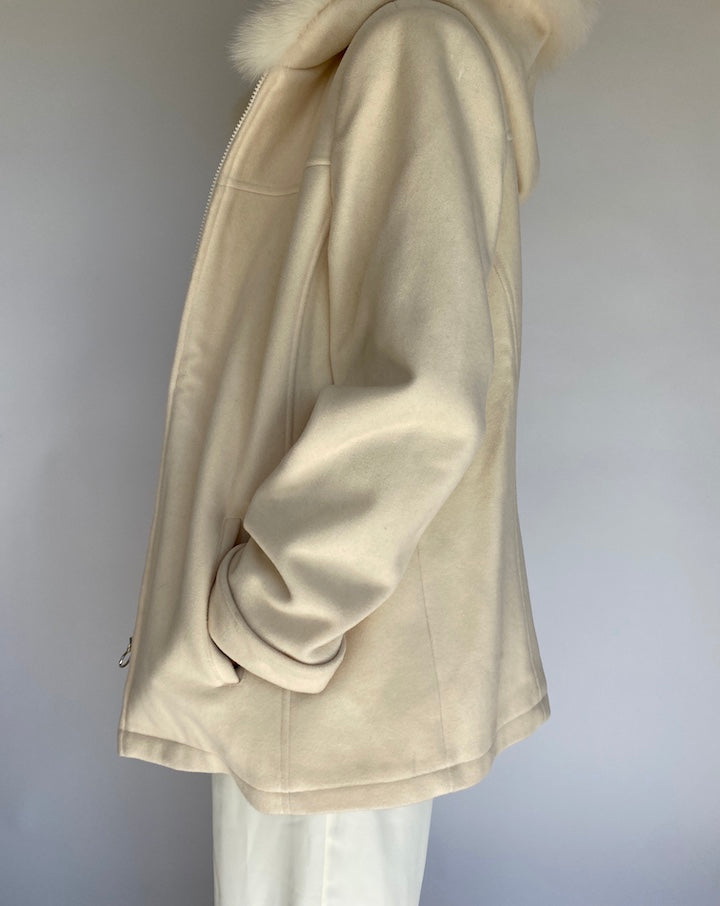 VINTAGE CREAM WOOL JACKET WITH FUR DETAILING 1197