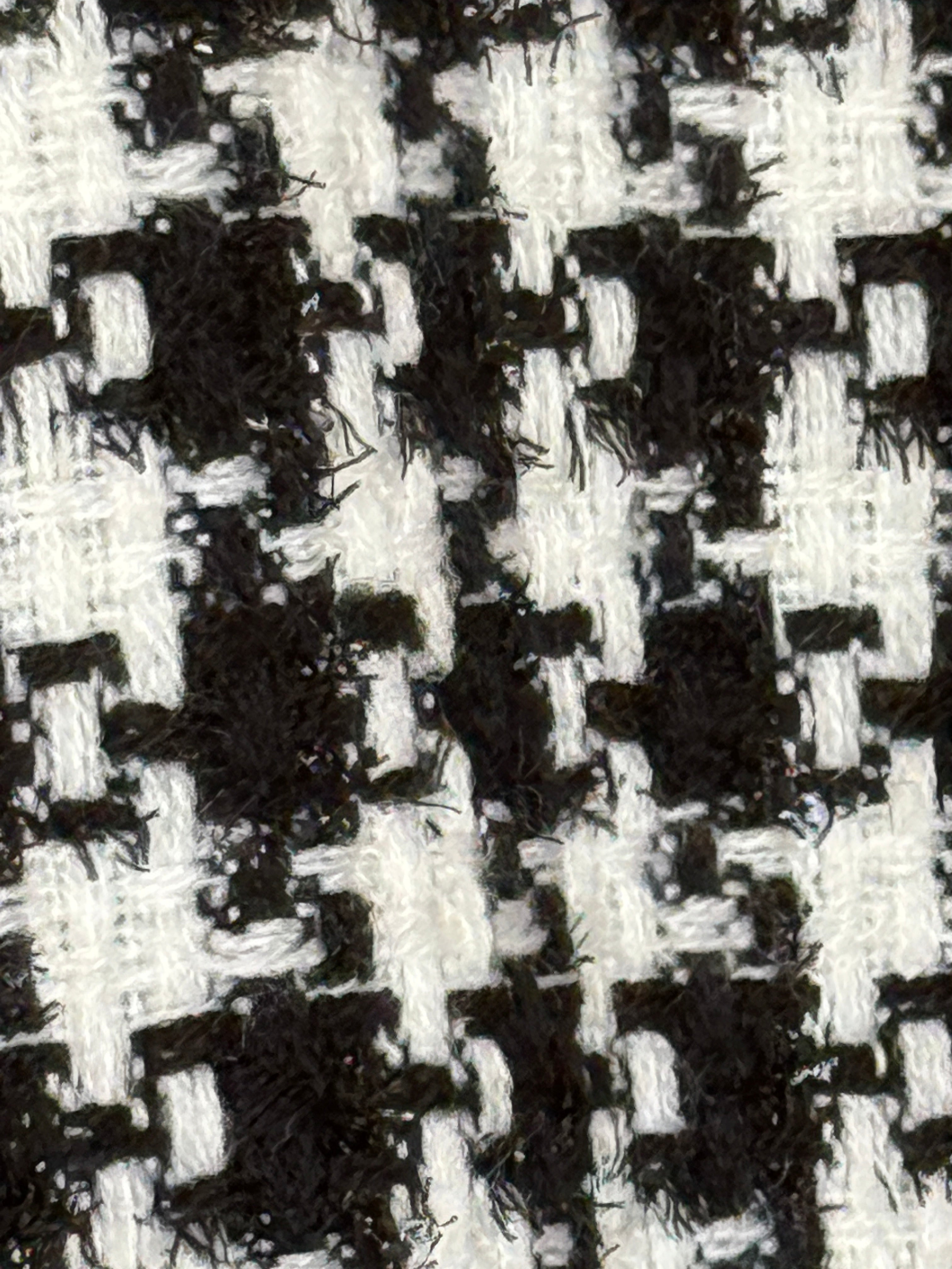 Vintage Tweed Fringe Jacket Black & White 7037