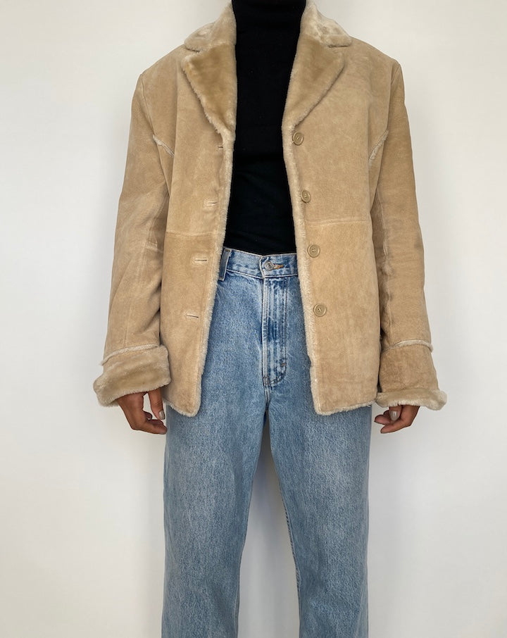 VINTAGE BEIGE SUEDE LEATHER JACKET 1877