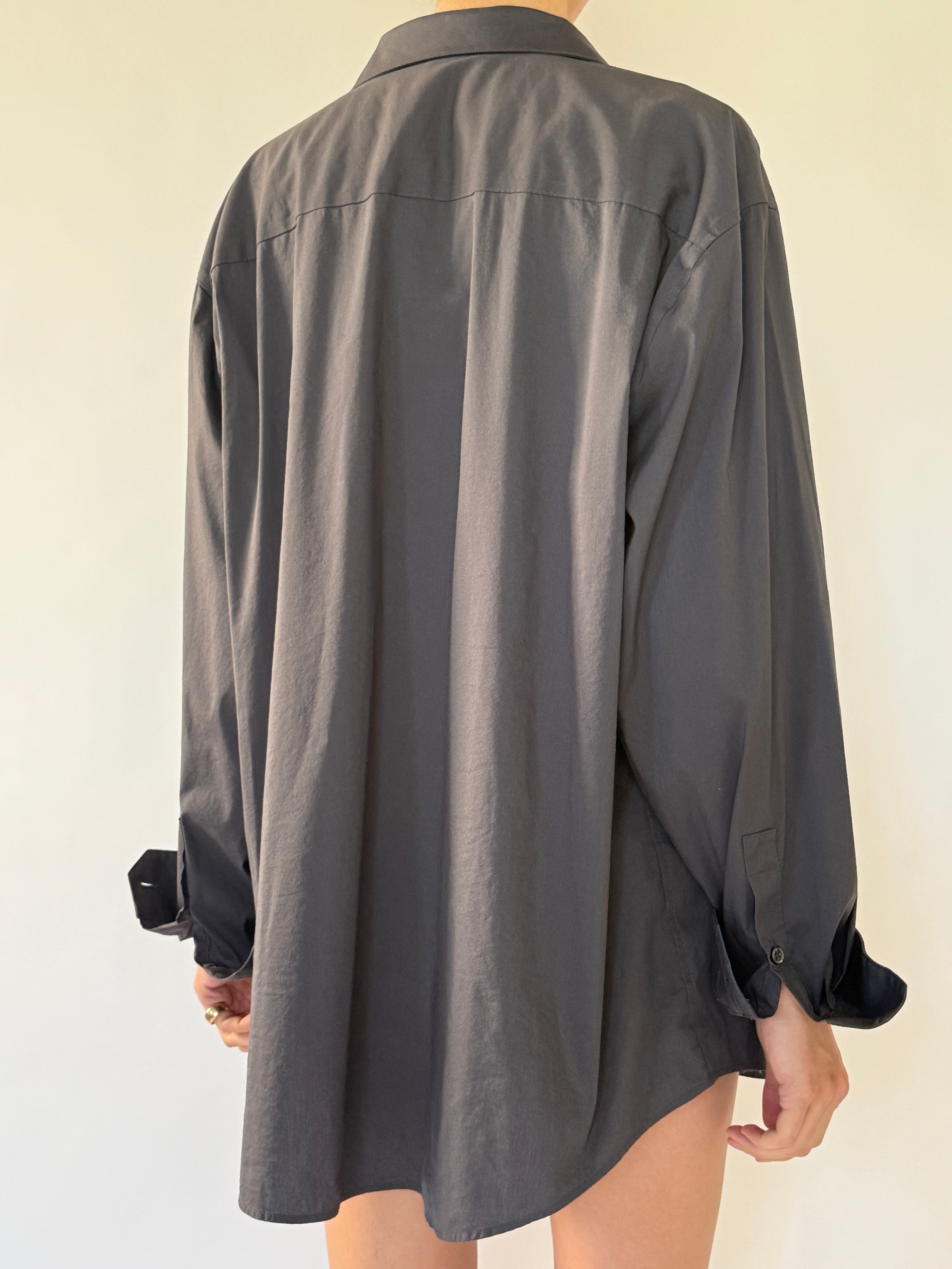 Vintage dark grey oversized shirt back view