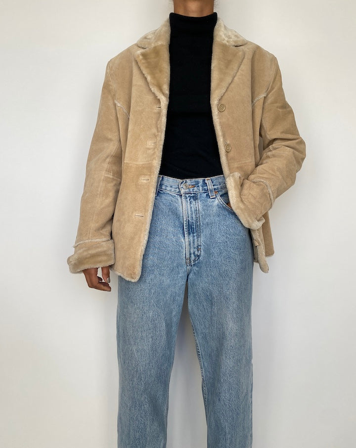 VINTAGE BEIGE SUEDE LEATHER JACKET 1877