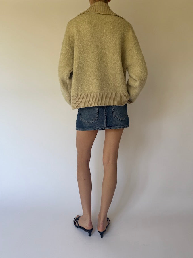 Vintage Polo-Collar Sweater Oatmeal