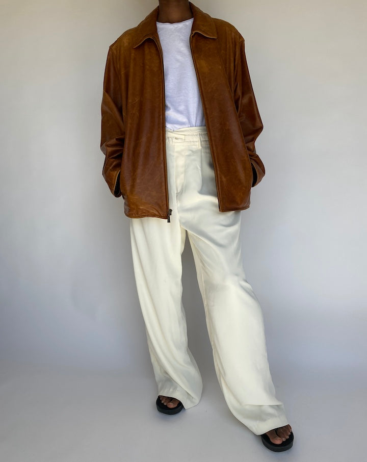 VINTAGE BROWN OVERSIZED LEATHER JACKET 1199