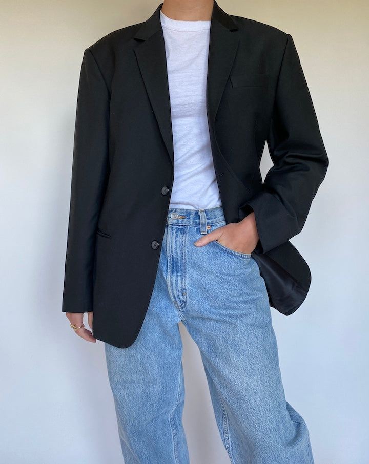 VINTAGE SINGLE BREASTED BLACK BLAZER 3105