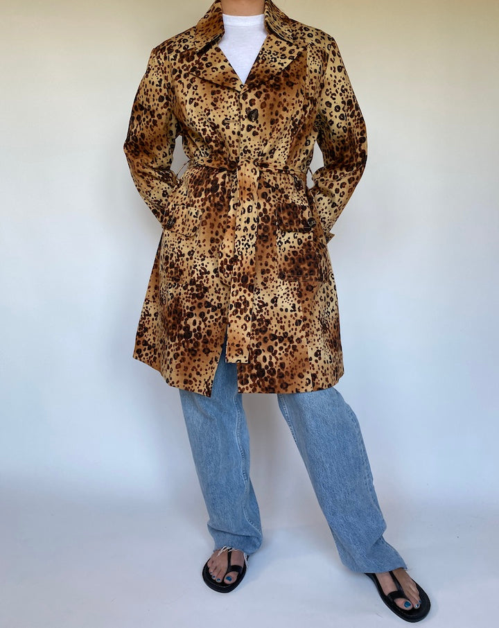 VINTAGE ANIMAL PRINTED TRENCH COAT 3808