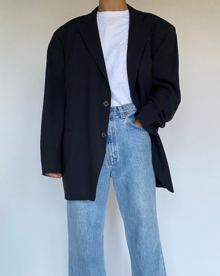 VINTAGE NAVY WOOL BLAZER 2593