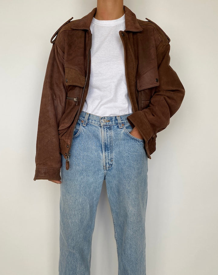 VINTAGE BROWN BOXY LEATHER JACKET 1883