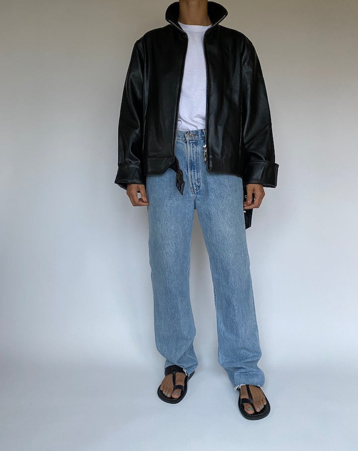 VINTAGE BLACK FAUX LEATHER JACKET 2595