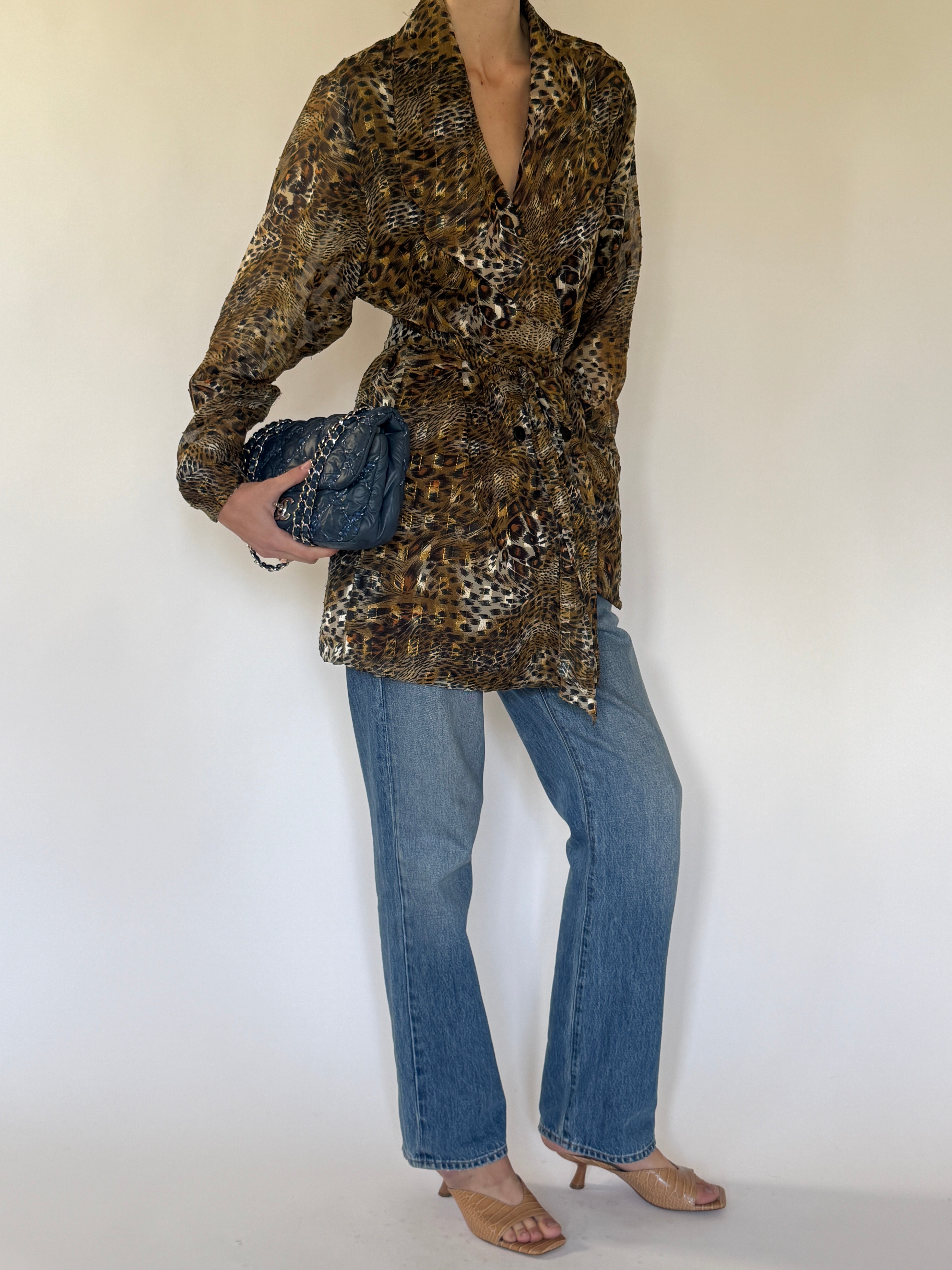 Vintage animal print jacket side view