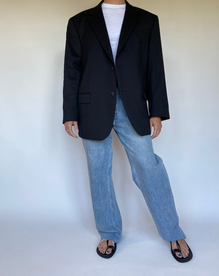 VINTAGE BLACK WOOL BLAZER 3110