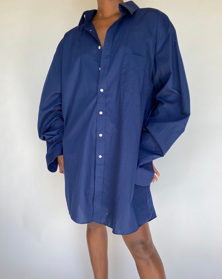 VINTAGE NAVY OVERSIZED SHIRT DRESS 1202