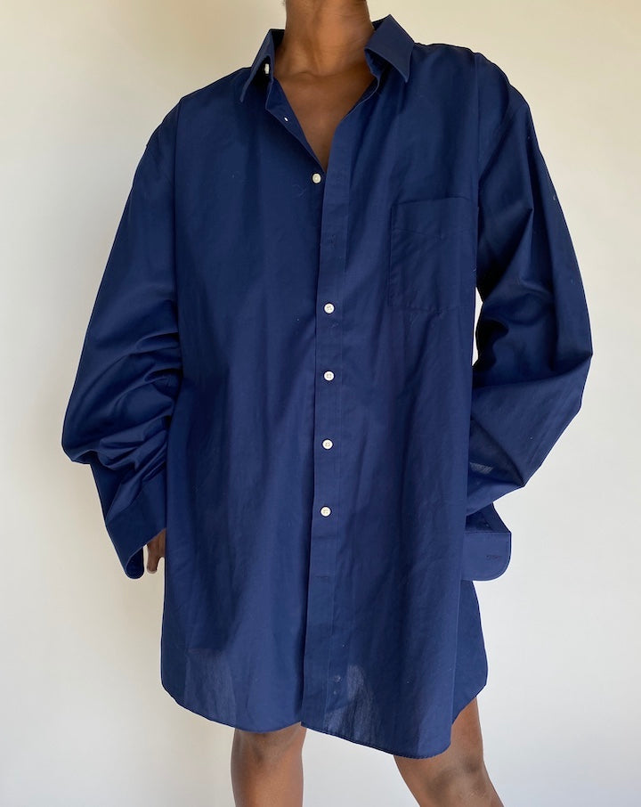 VINTAGE NAVY OVERSIZED SHIRT DRESS 1202