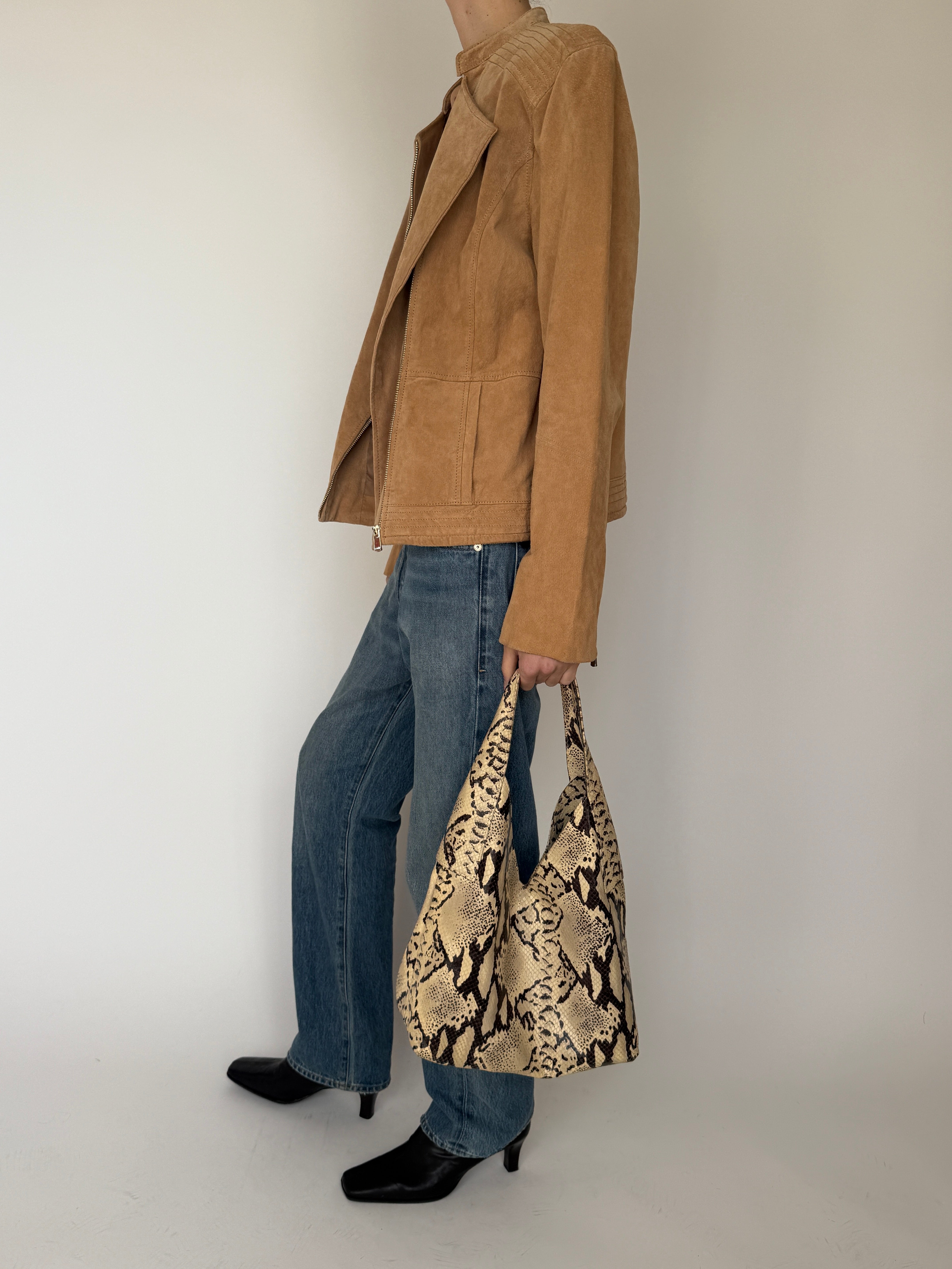 Vintage Suede Moto Jacket Tan 7040
