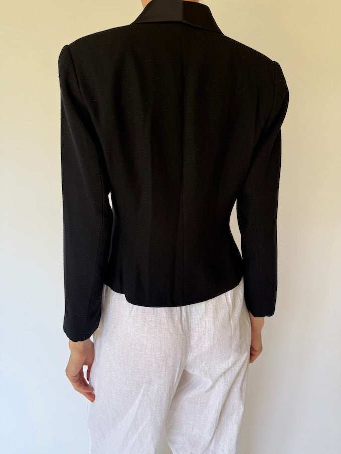Vintage Tuxedo-Inspired Blazer Black 6158