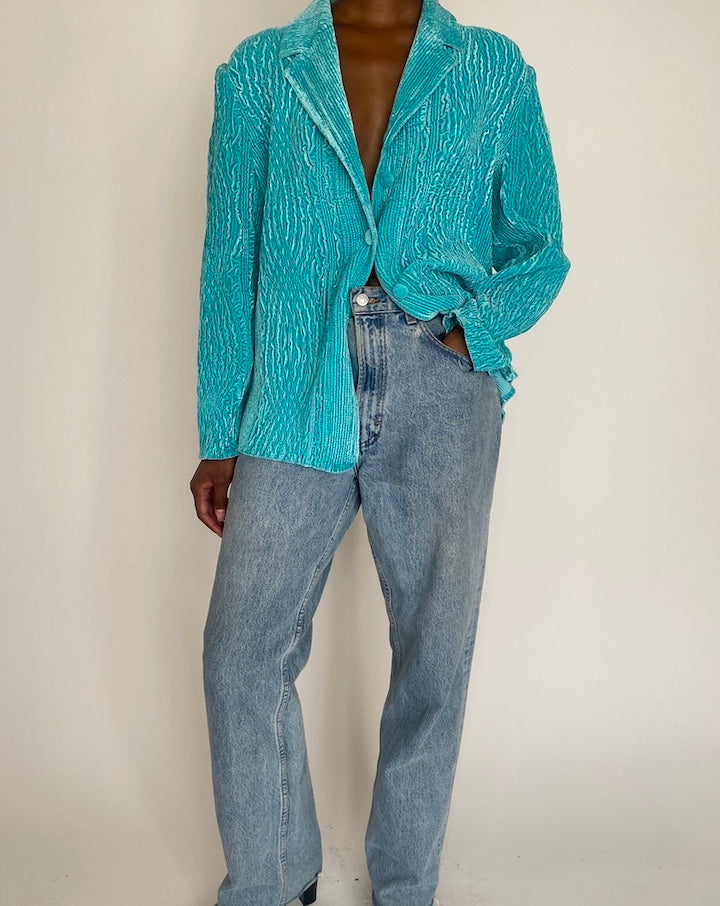 VINTAGE TURQUOISE VELVET SHIRT 4080