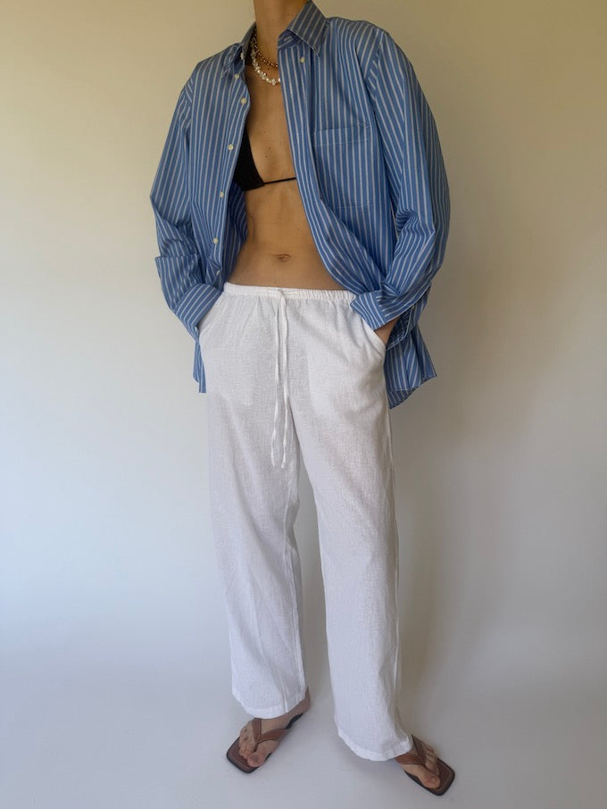 Vintage button-up striped shirt blue 6171