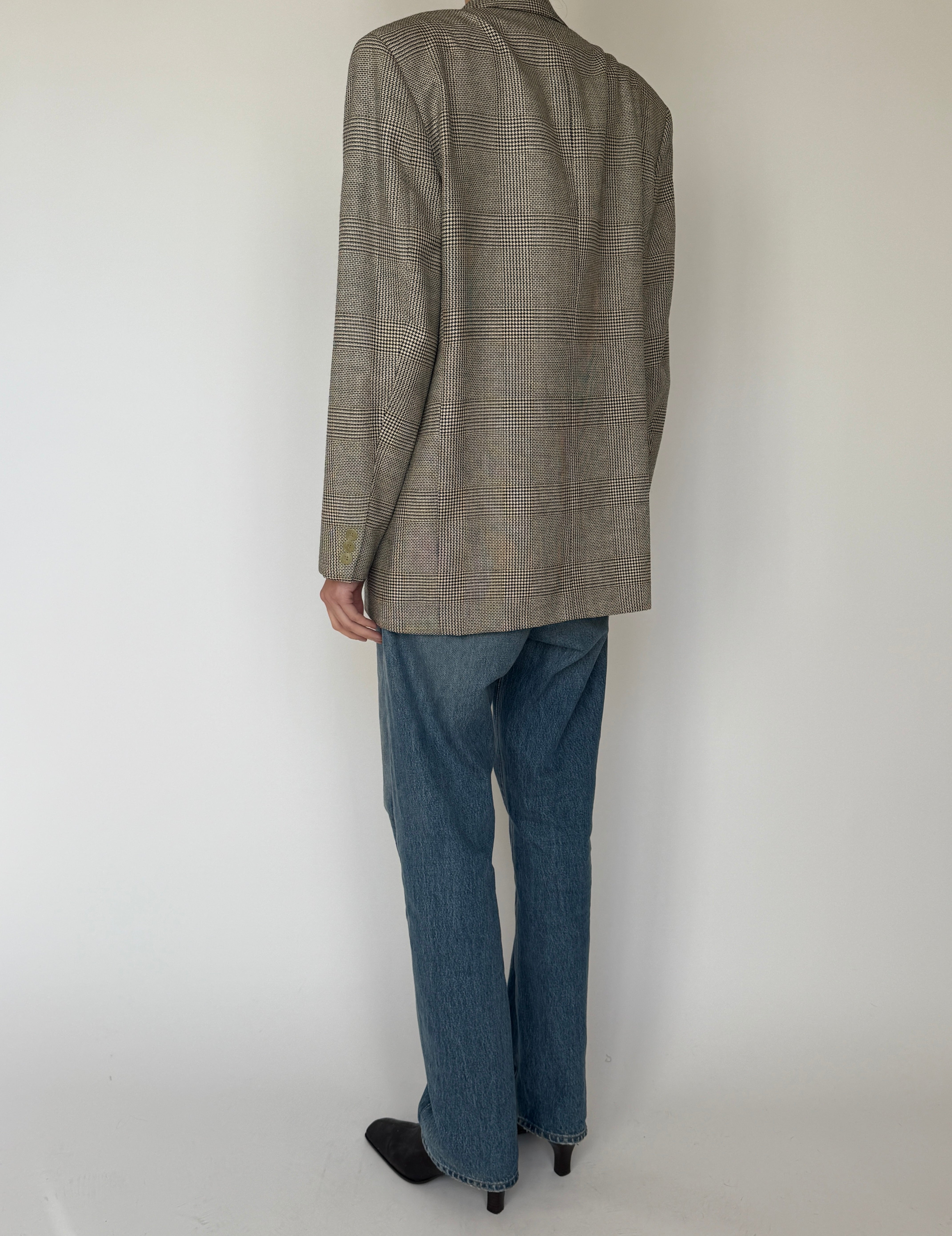 Vintage Silk & Wool Plaid Blazer 7042