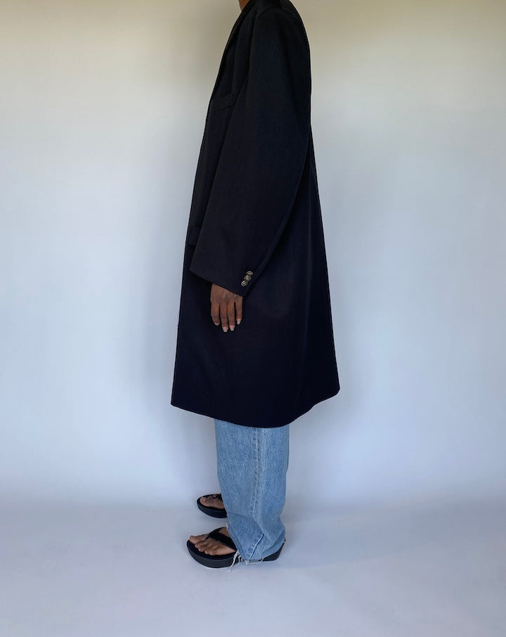 VINTAGE BLACK OVERSIZED LONG COAT/BLAZER 3578