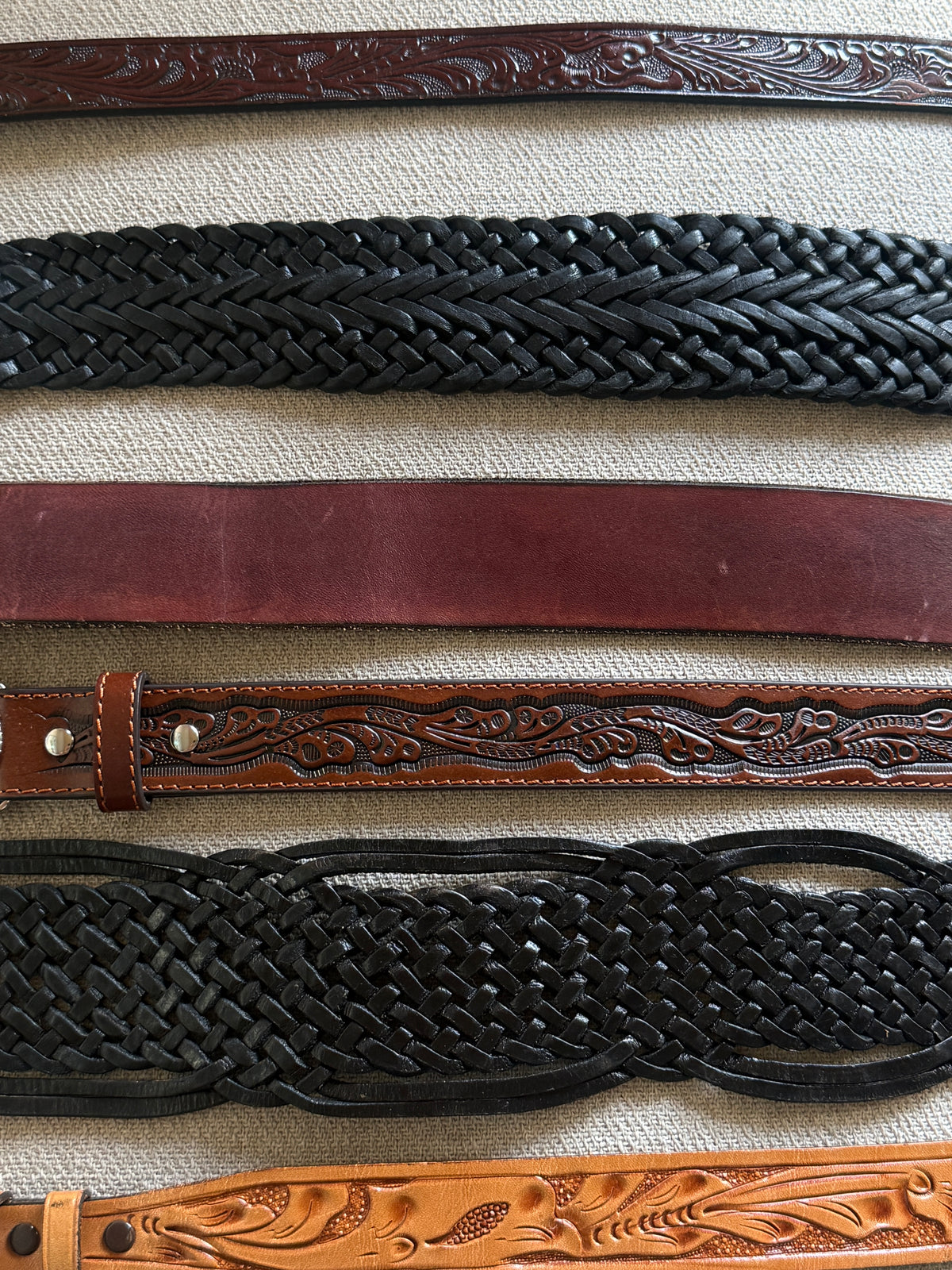 Vintage Braided Leather Statement Belt Black 8187