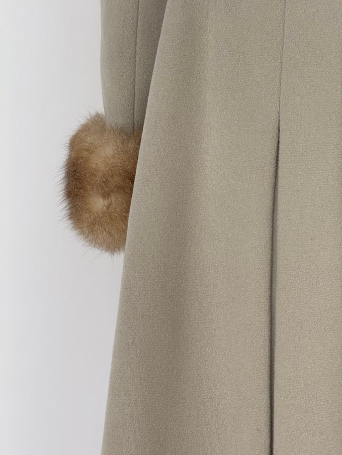 Vintage Wool Coat with Fur Collar & Cuffs 6482