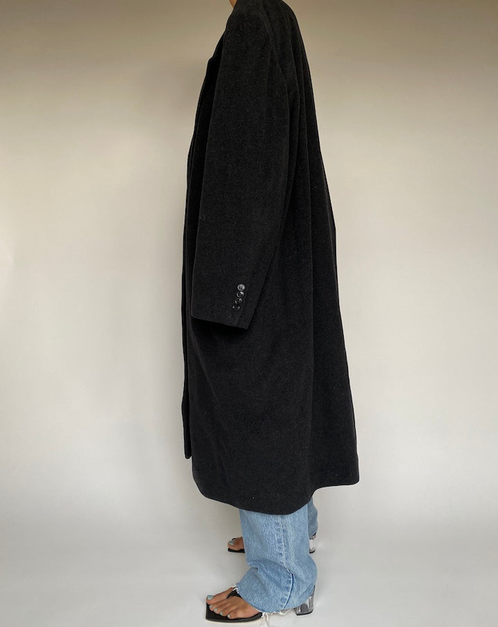 VINTAGE OVERSIZED LONG WOOL BLENDED COAT 2607
