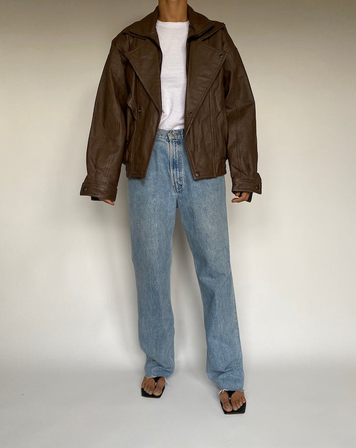 VINTAGE BROWN LEATHER JACKET 2608