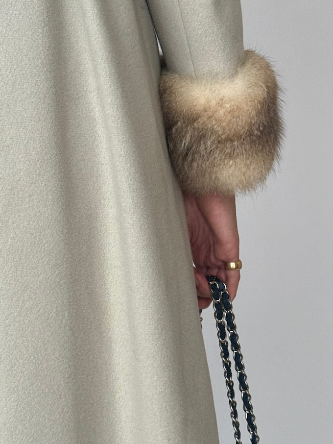 Vintage Wool Coat with Fur Collar & Cuffs 6482