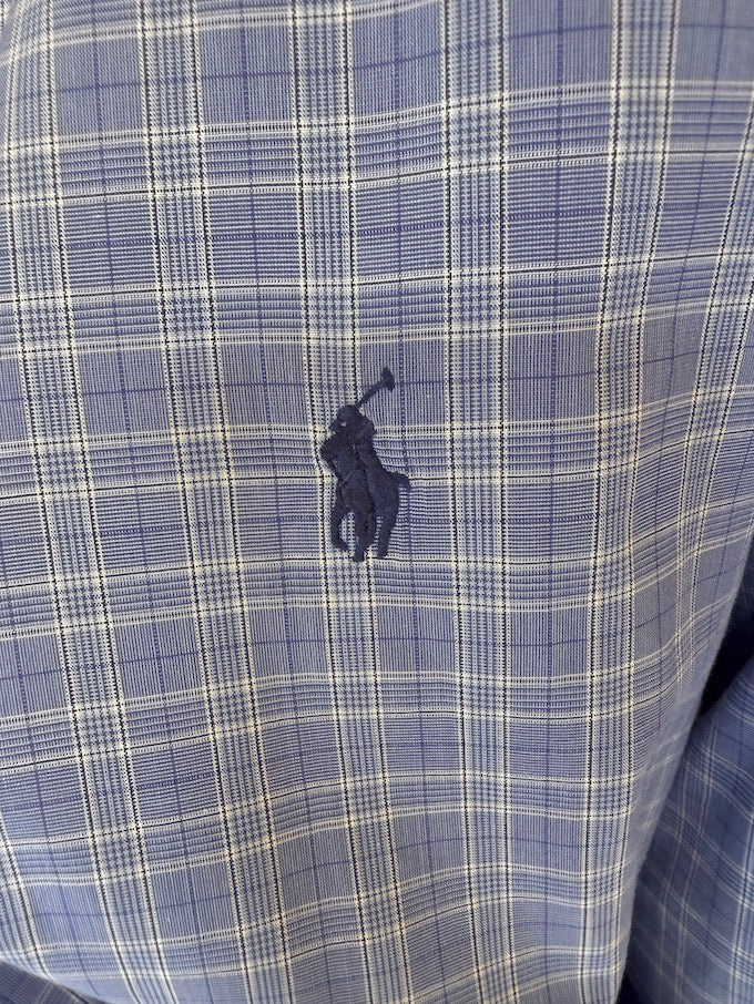 VINTAGE CHECKED RALPH LAUREN SHIRT BLUE 6174