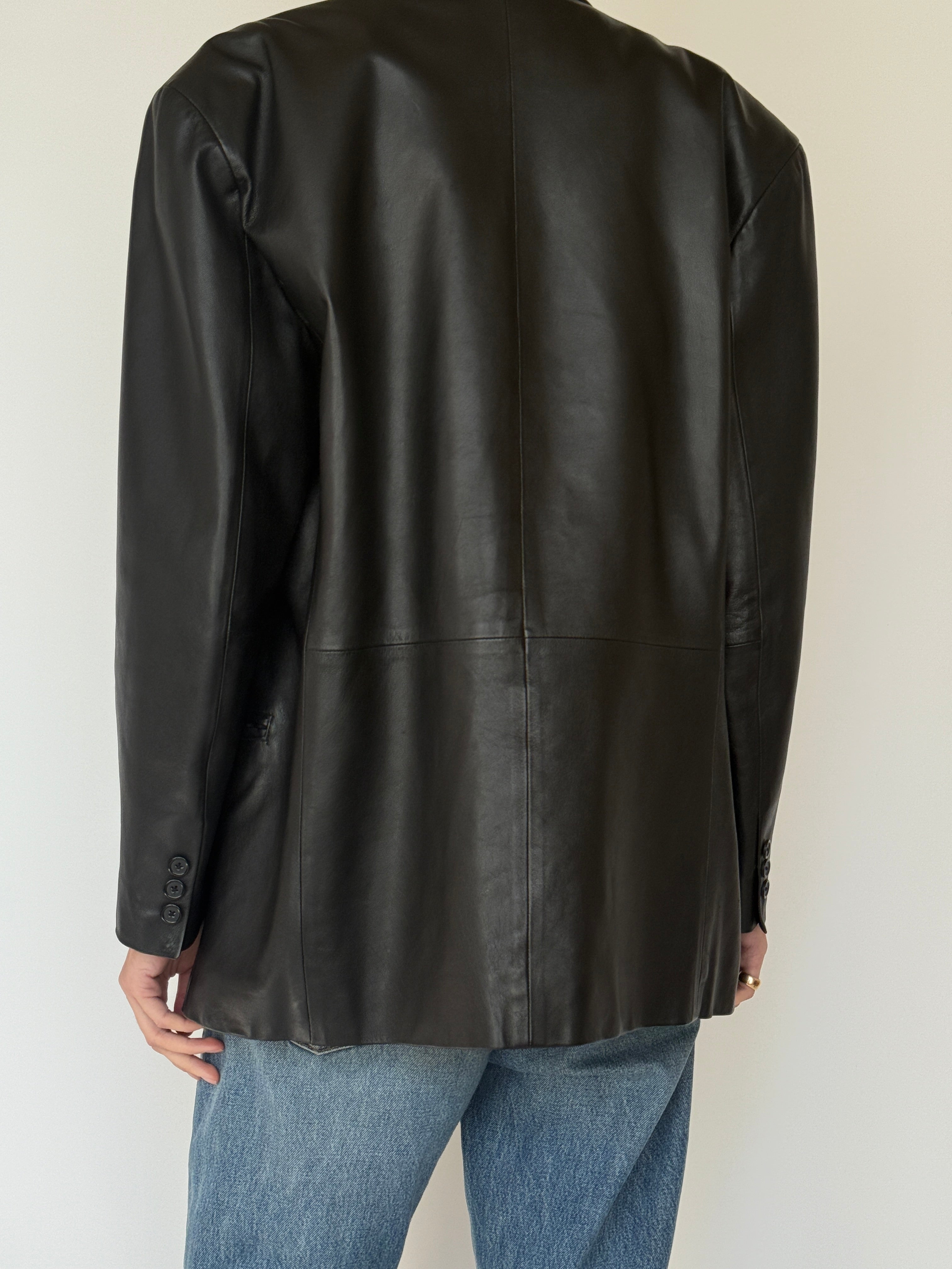 Vintage Leather Blazer Black 7044