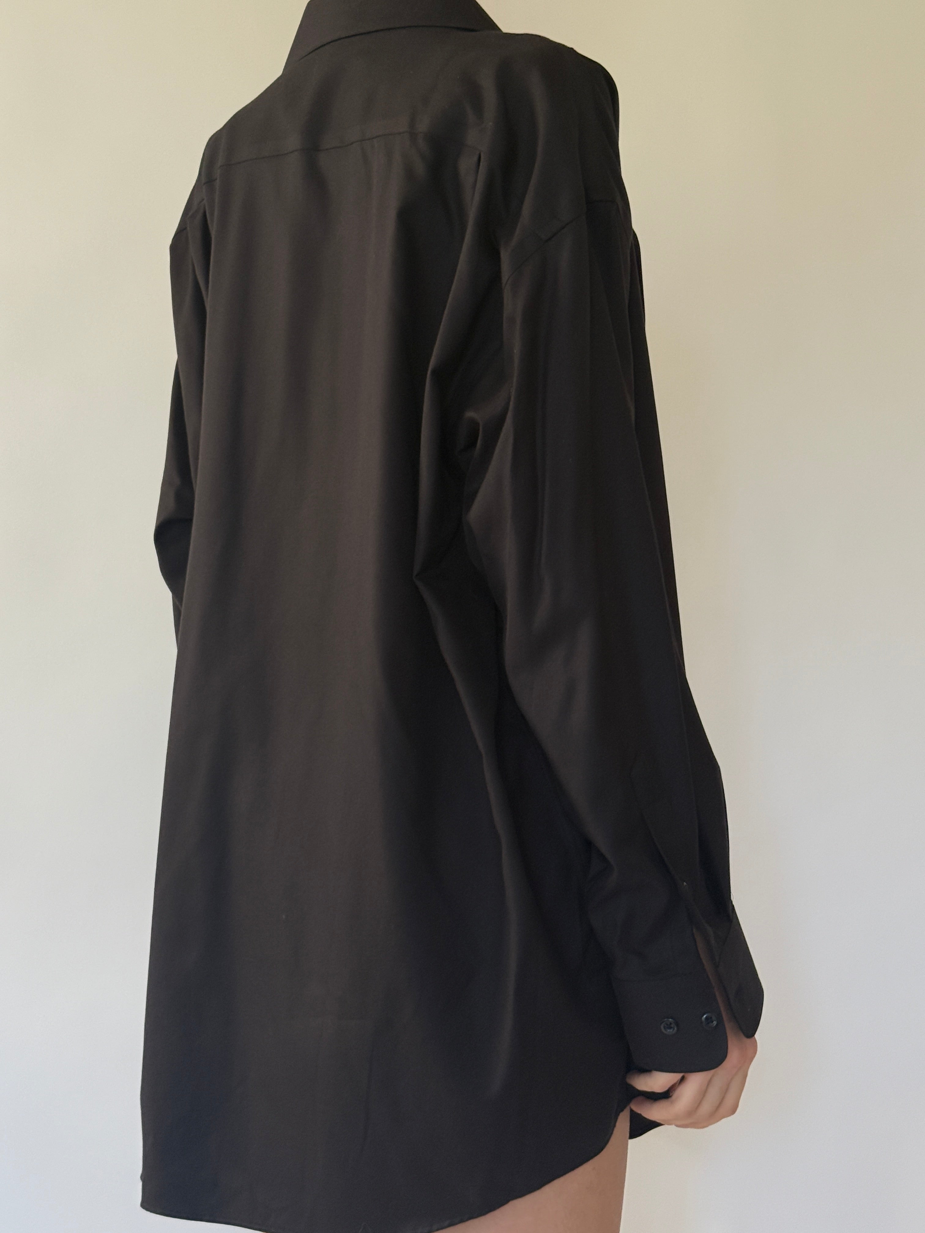 Vintage oversized black cotton shirt back view