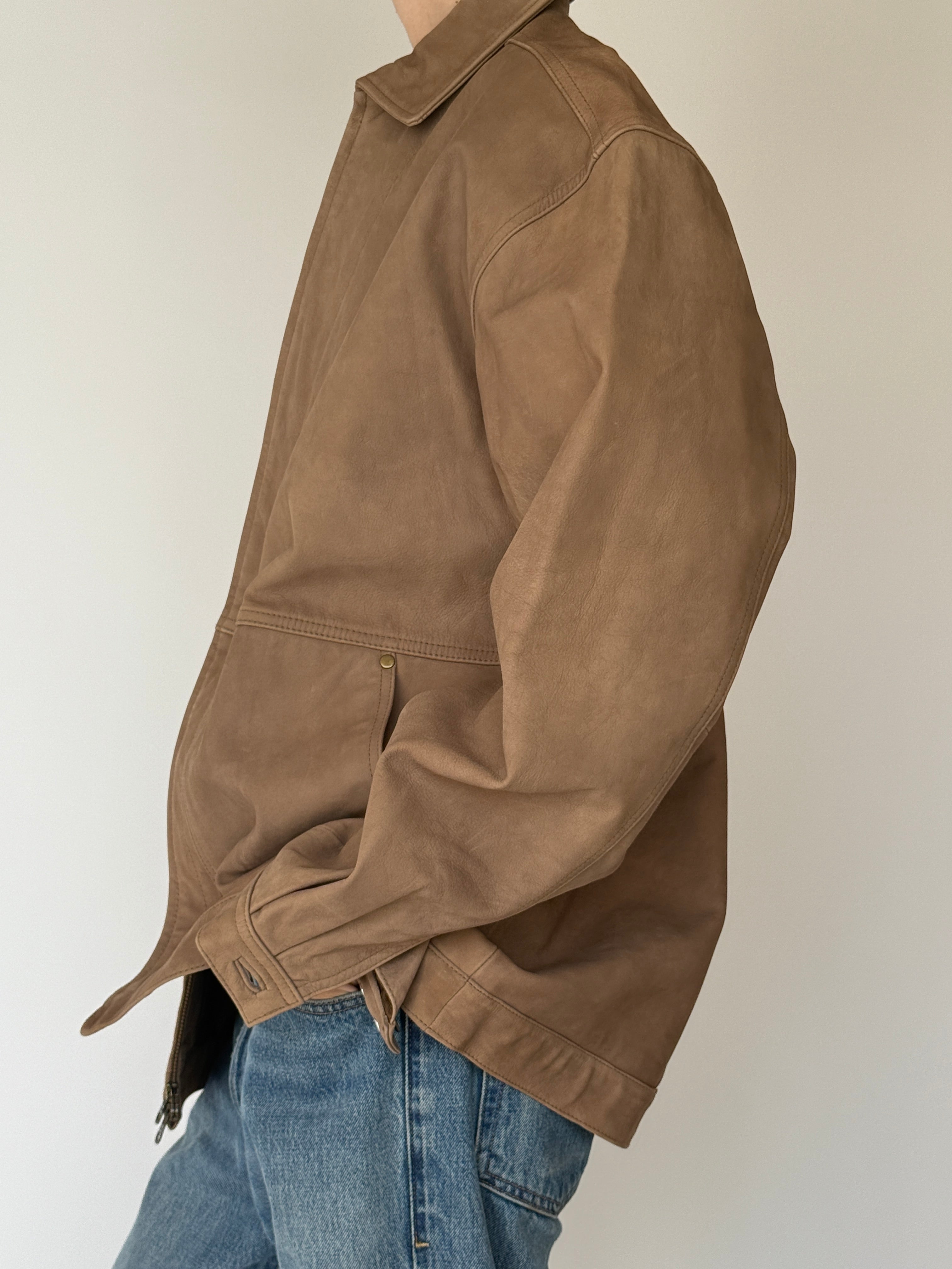 Vintage Bomber Leather Jacket Brown