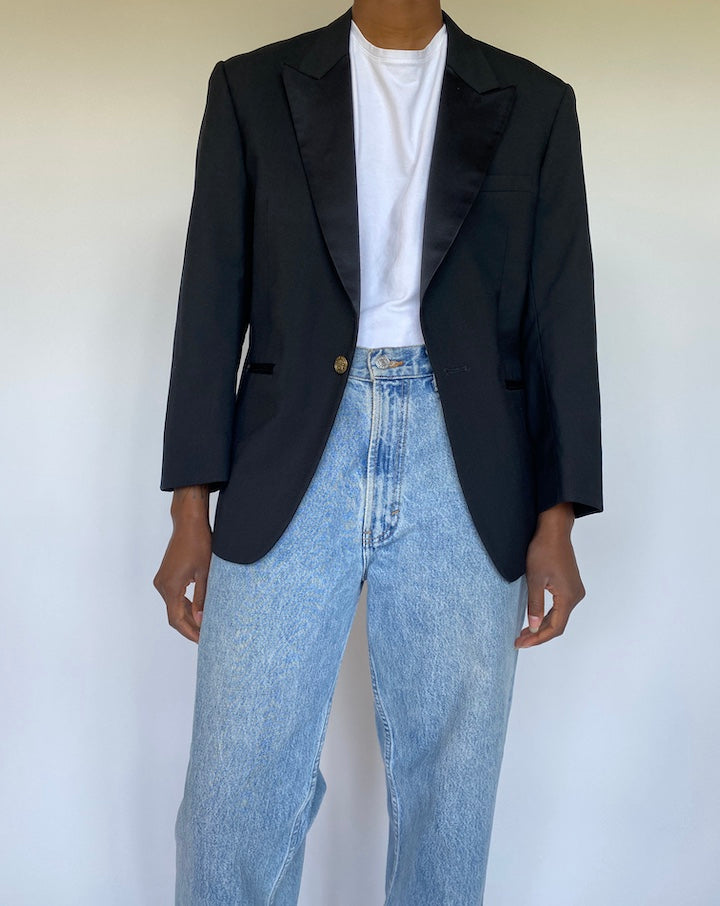 VINTAGE SINGLE BREASTED BLACK BLAZER 3581