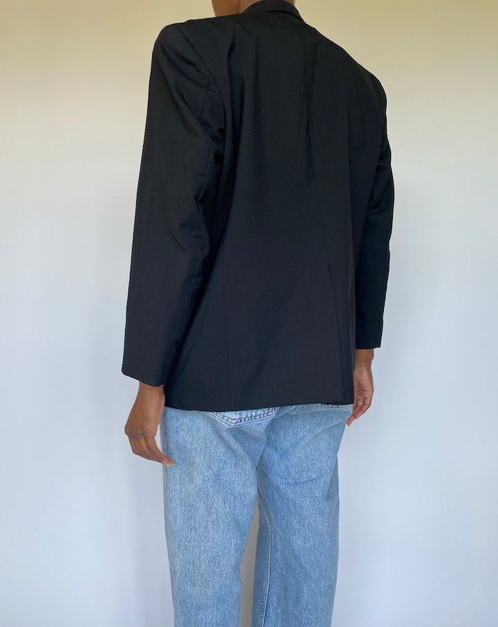 VINTAGE SINGLE BREASTED BLACK BLAZER 3581
