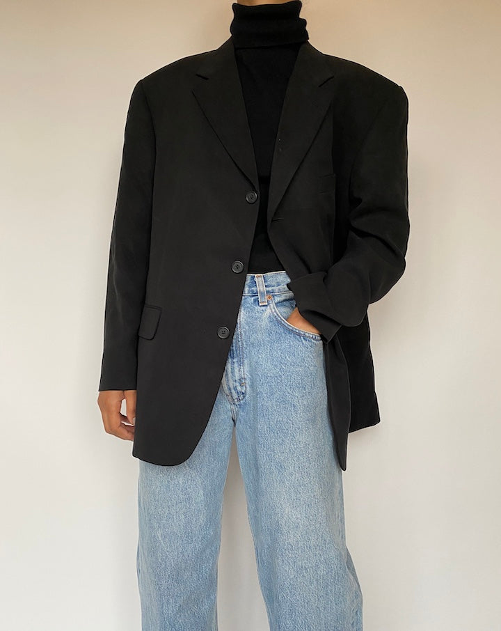 VINTAGE OVERSIZED BLACK SINGLE BREASTED BLAZER 1904